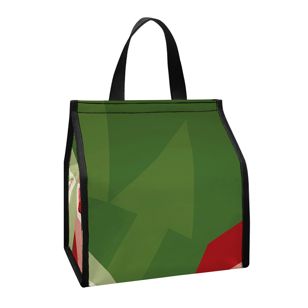 Green Bull And Red Bear Stock Print Insulated Lunch Tote