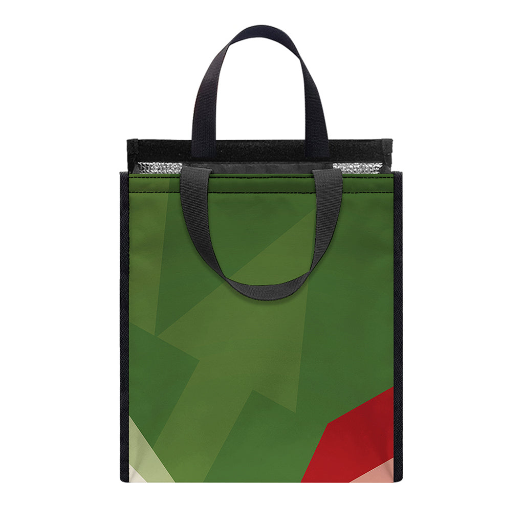 Green Bull And Red Bear Stock Print Insulated Lunch Tote