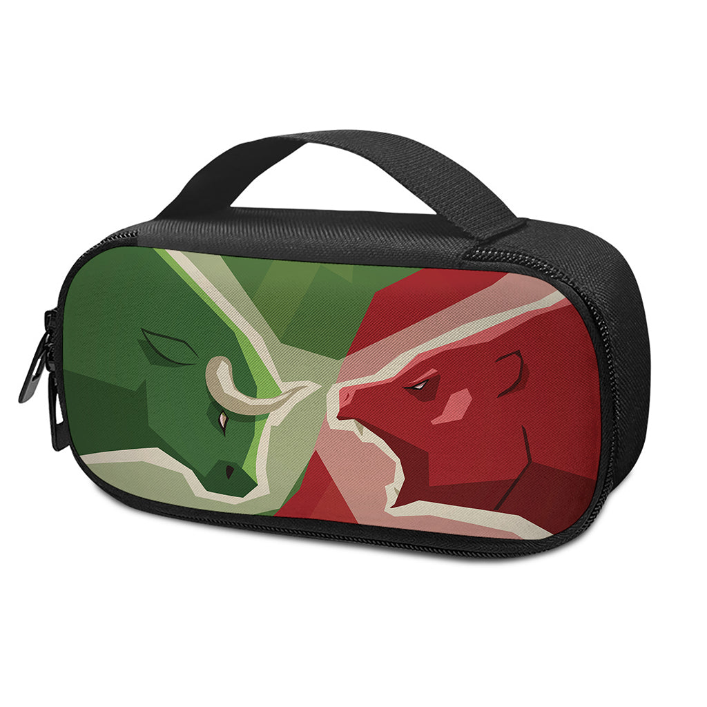 Green Bull And Red Bear Stock Print Insulin Cooler Travel Case