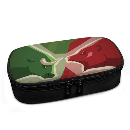 Green Bull And Red Bear Stock Print Insulin Cooler Travel Case