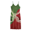 Green Bull And Red Bear Stock Print Jersey Midi Cami Dress