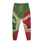 Green Bull And Red Bear Stock Print Jogger Pants
