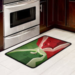 Green Bull And Red Bear Stock Print Kitchen Mat