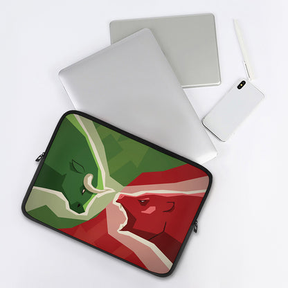 Green Bull And Red Bear Stock Print Laptop Sleeve