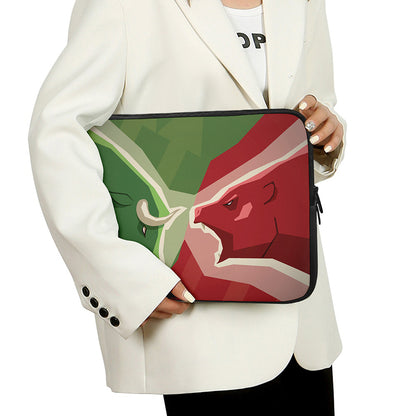 Green Bull And Red Bear Stock Print Laptop Sleeve