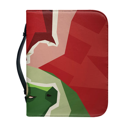 Green Bull And Red Bear Stock Print Leather Bible Cover