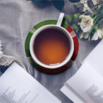 Green Bull And Red Bear Stock Print Leather Coaster Set