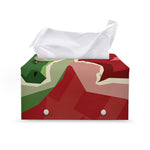 Green Bull And Red Bear Stock Print Leather Tissue Box Cover