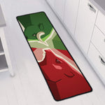 Green Bull And Red Bear Stock Print Long Kitchen Mat