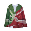 Green Bull And Red Bear Stock Print Long Sleeve Short Coat