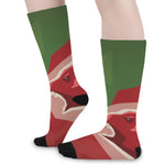 Green Bull And Red Bear Stock Print Long Socks