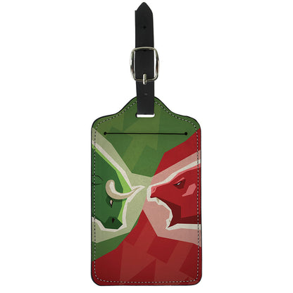 Green Bull And Red Bear Stock Print Luggage Tag
