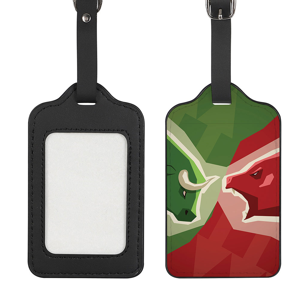 Green Bull And Red Bear Stock Print Luggage Tag