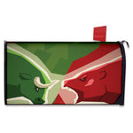 Green Bull And Red Bear Stock Print Mailbox Cover
