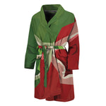 Green Bull And Red Bear Stock Print Men's Bathrobe