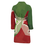 Green Bull And Red Bear Stock Print Men's Bathrobe