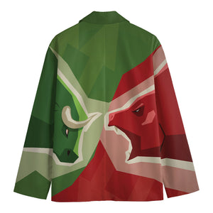 Green Bull And Red Bear Stock Print Men's Blazer