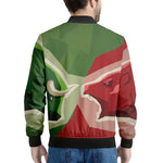 Green Bull And Red Bear Stock Print Men's Bomber Jacket