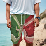 Green Bull And Red Bear Stock Print Men's Cargo Shorts