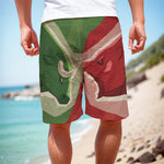 Green Bull And Red Bear Stock Print Men's Cargo Shorts