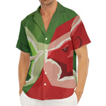 Green Bull And Red Bear Stock Print Men's Deep V-Neck Shirt