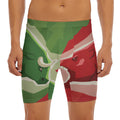 Green Bull And Red Bear Stock Print Men's Long Boxer Briefs