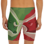 Green Bull And Red Bear Stock Print Men's Long Boxer Briefs