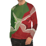 Green Bull And Red Bear Stock Print Men's Long Sleeve Rash Guard