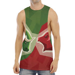 Green Bull And Red Bear Stock Print Men's Muscle Tank Top