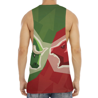 Green Bull And Red Bear Stock Print Men's Muscle Tank Top