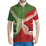 Green Bull And Red Bear Stock Print Men's Polo Shirt