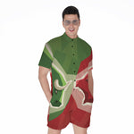 Green Bull And Red Bear Stock Print Men's Rompers