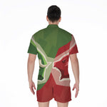 Green Bull And Red Bear Stock Print Men's Rompers