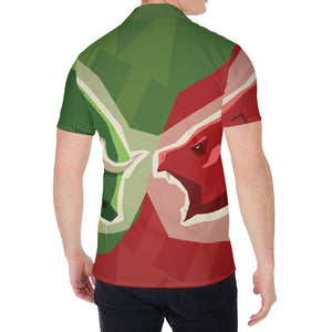 Green Bull And Red Bear Stock Print Men's Shirt