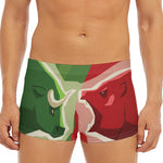 Green Bull And Red Bear Stock Print Men's Short Boxer Briefs