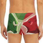 Green Bull And Red Bear Stock Print Men's Short Boxer Briefs