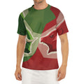 Green Bull And Red Bear Stock Print Men's Short Sleeve Rash Guard