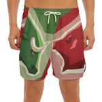 Green Bull And Red Bear Stock Print Men's Split Running Shorts