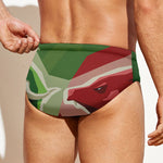 Green Bull And Red Bear Stock Print Men's Swim Briefs