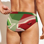 Green Bull And Red Bear Stock Print Men's Swim Briefs