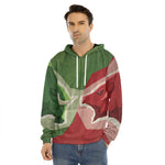 Green Bull And Red Bear Stock Print Men's Velvet Pullover Hoodie