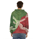 Green Bull And Red Bear Stock Print Men's Velvet Pullover Hoodie