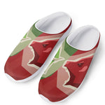 Green Bull And Red Bear Stock Print Mesh Casual Shoes