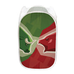 Green Bull And Red Bear Stock Print Mesh Laundry Hamper