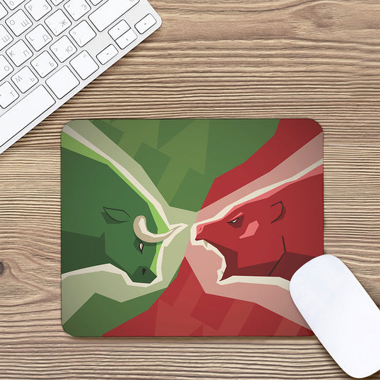 Green Bull And Red Bear Stock Print Mouse Pad