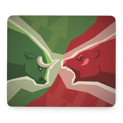 Green Bull And Red Bear Stock Print Mouse Pad