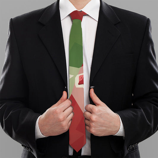 Green Bull And Red Bear Stock Print Necktie