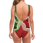 Green Bull And Red Bear Stock Print One Piece Swimsuit