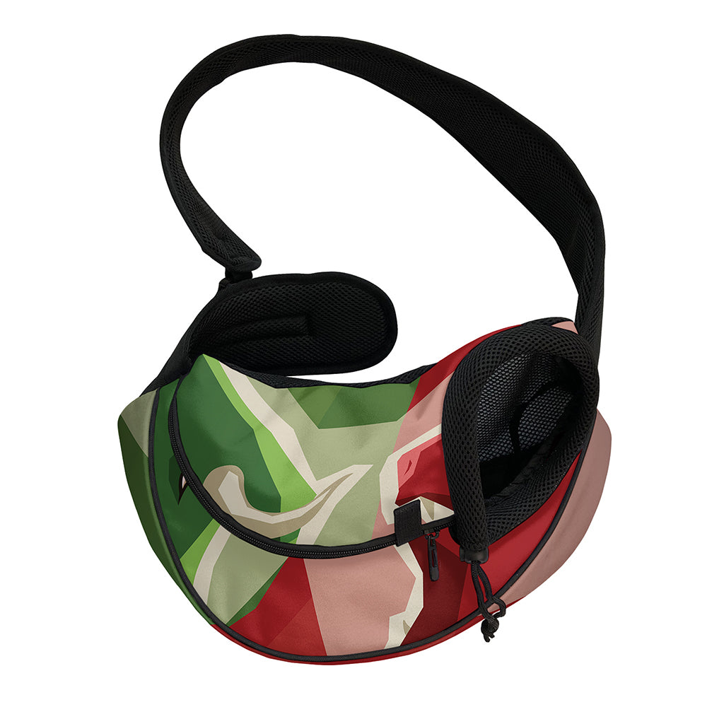 Green Bull And Red Bear Stock Print Pet Sling Carrier