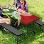 Green Bull And Red Bear Stock Print Picnic Table Cover